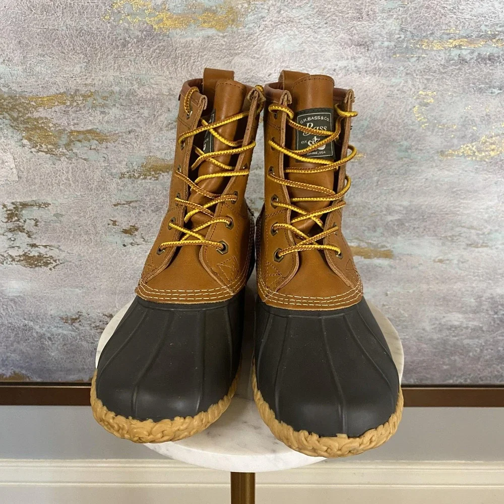 GH Bass & Co Mallard Boots Mens Size 8M Brown Leather Duck Waterproof Snow